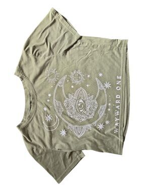 Romwe Green Fairy Moon Cropped Tee - M